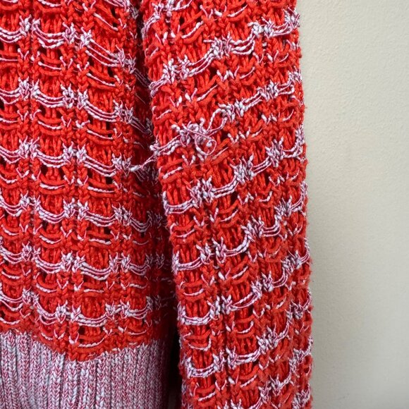 ANTHROPOLOGIE Happy Sheep Textured Cardigan Womens Large L Sweater Orange Red - Picture 6 of 14